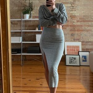 Aritzia Wilfred Free Maxi Skirt with Slit, Shields Skirt, Grey